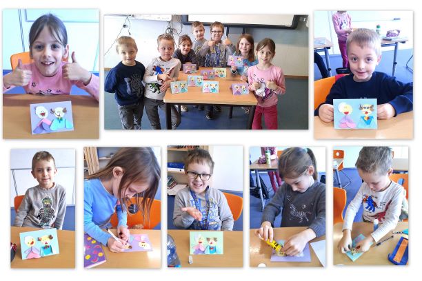 Z lekcji języka polskiego w klasie 1 – laurki dla Babć o Dziadków